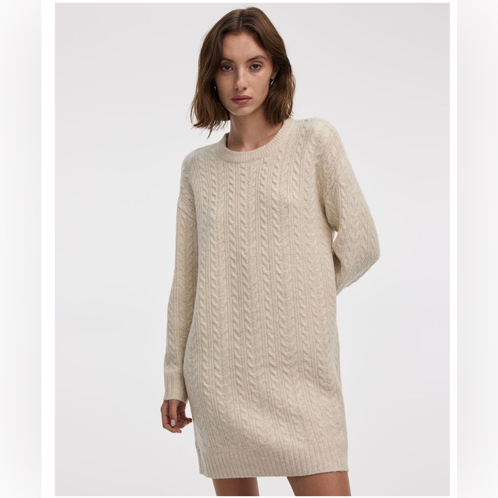 PlushSoft Crew-Neck Cable-Knit Dress